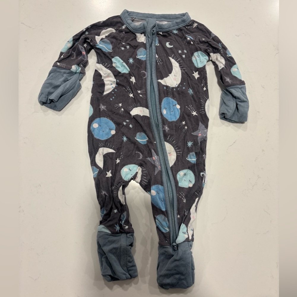 Little Sleepies Blue To the Moon & Back Preemie Zippy